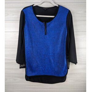 Alberto Makali Texture & Sheer Blue Blouse